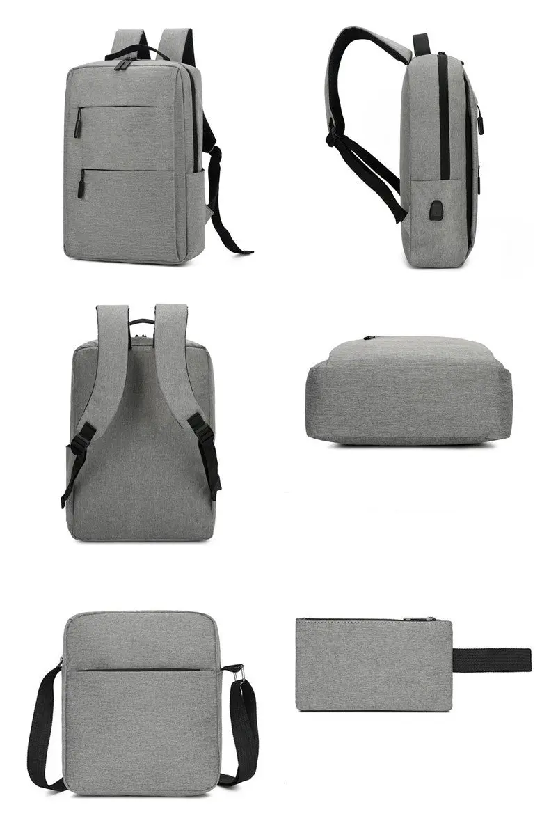 3Pcs Sets Men & Women Waterproof Backpack Without USB Port 4105 - Image 8