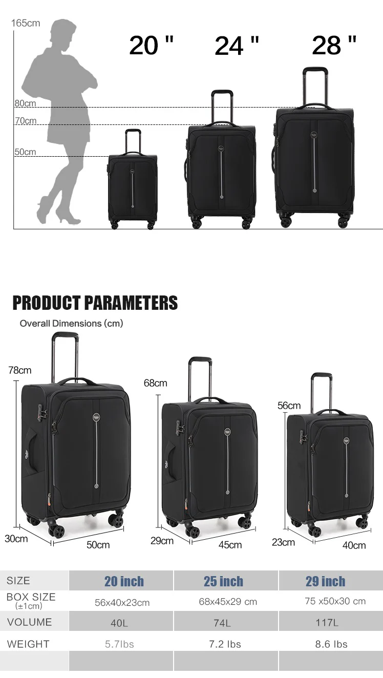 Goby London Carry-On Luggage Suitcase 3Pcs Sets On Wheels Oxford Luggage 3005 - Image 4