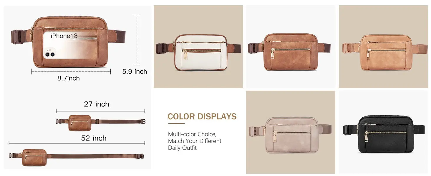 Premium Leather Fanny Pack - Lightweight Waist Bag with Adjustable Belt - Image 10
