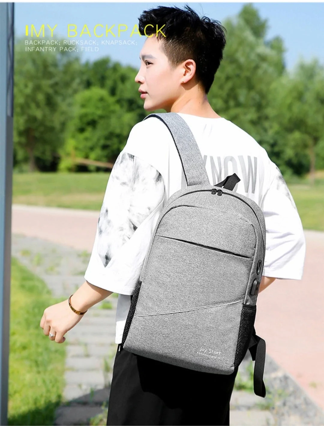 Grey 3 in 1 Laptop Backpack For Men & Women Without USB Port 2003 - Image 3