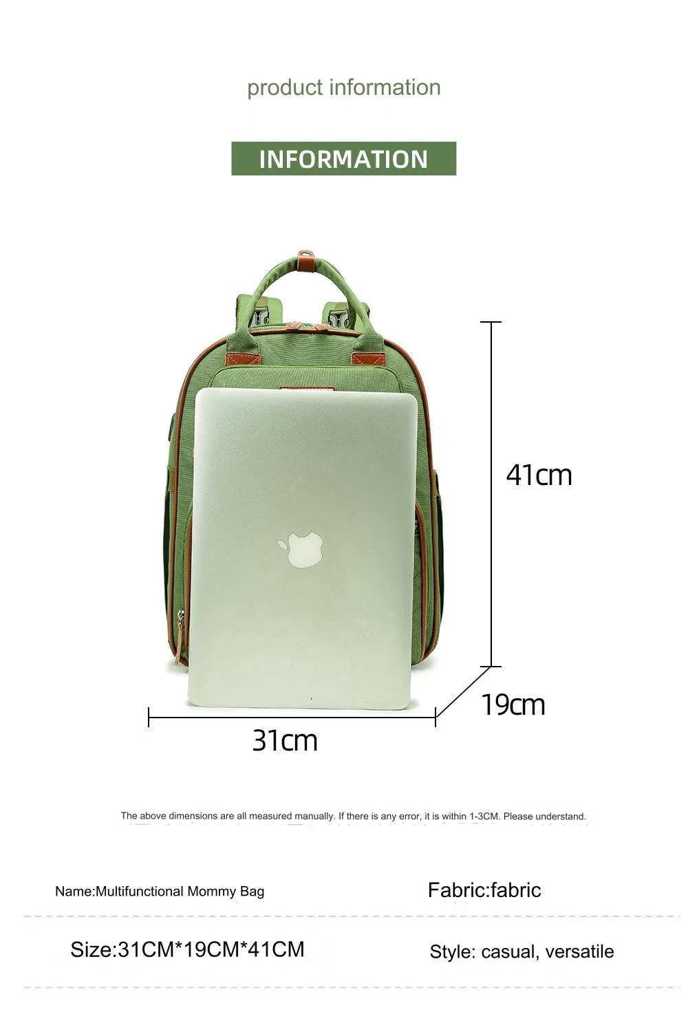 Blue Baby Nappy Diaper Backpack, Foldable Stroller Bag  USB Changing Bags Mosquito Net 4122 - Image 7