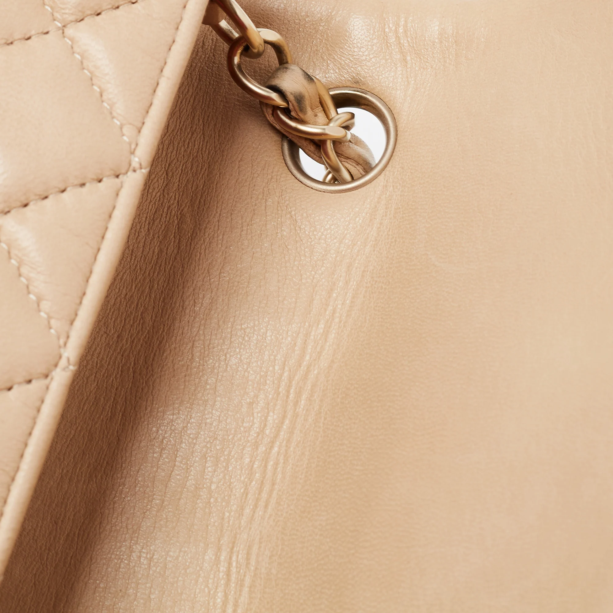 Chanel Beige Leather Gold Hardware Mini Square Flap Bag - Image 10