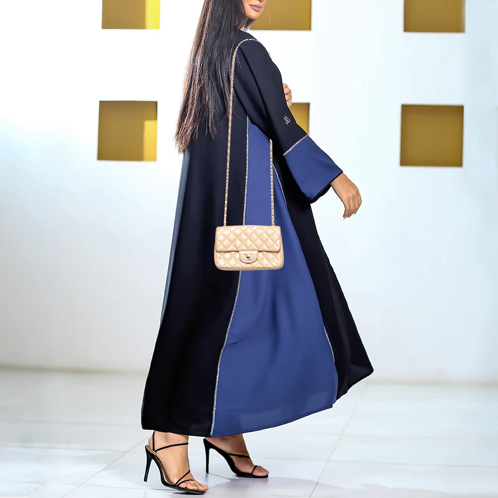 Chanel Beige Leather Gold Hardware Mini Square Flap Bag - Image 2
