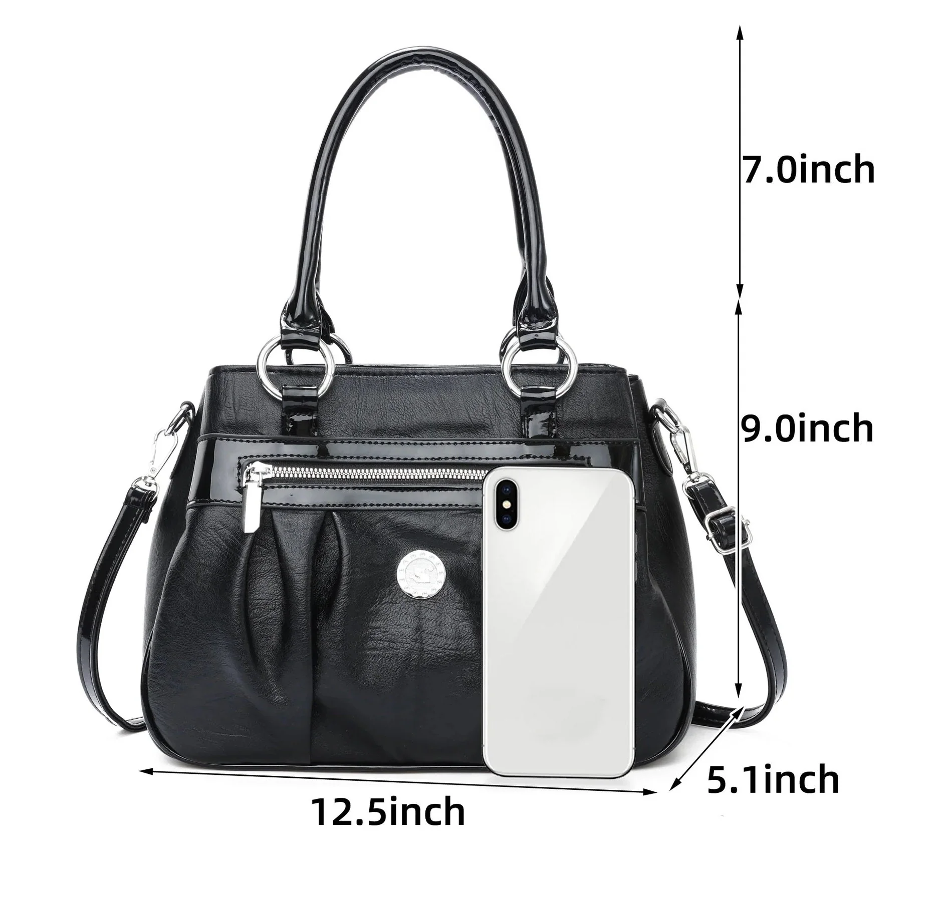 Handbag 3 Layers Leather Bags Women Vintage Shoulder Bags A13 - Image 3
