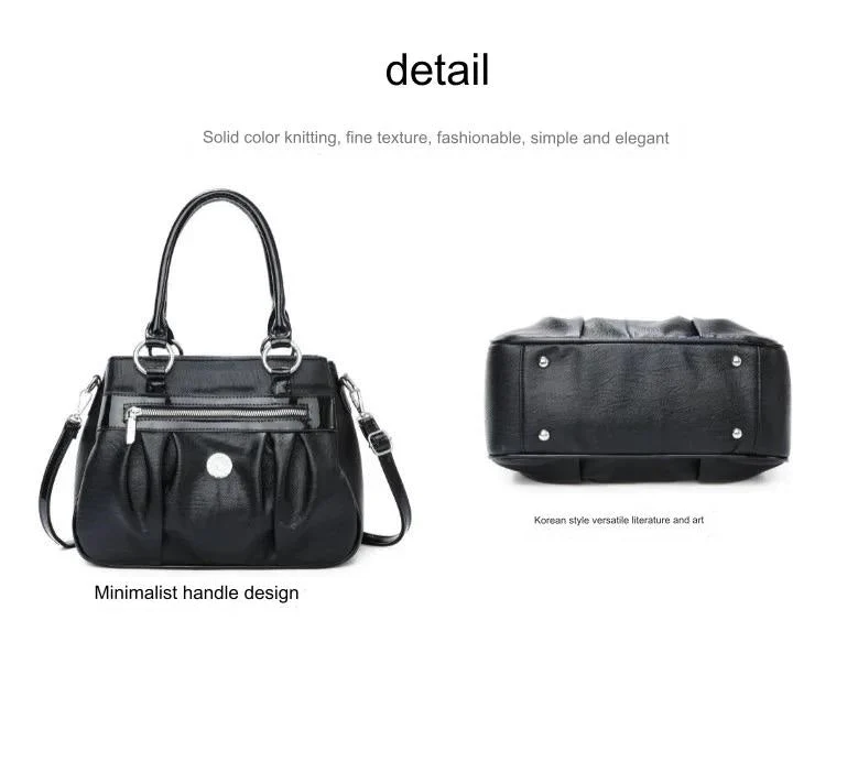 Handbag 3 Layers Leather Bags Women Vintage Shoulder Bags A13 - Image 6