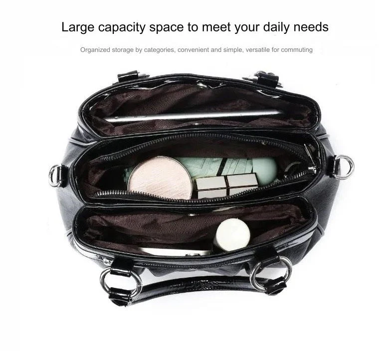 Handbag 3 Layers Leather Bags Women Vintage Shoulder Bags A13 - Image 4