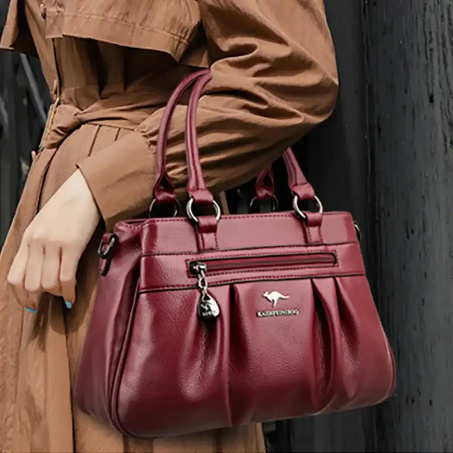 Handbag 3 Layers Leather Bags Women Vintage Shoulder Bags A13 - Image 9