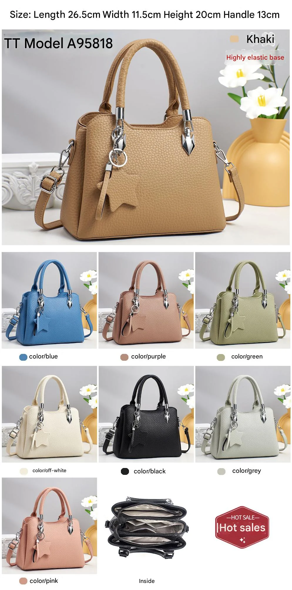 Handbag with KeyChain– Stylish Shoulder & Crossbody Bag for Women 9902-3 - Image 2