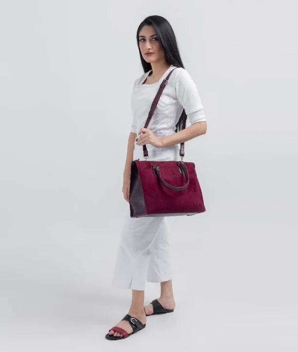 Maroon Velvet Handbag For Women 599 - Image 2