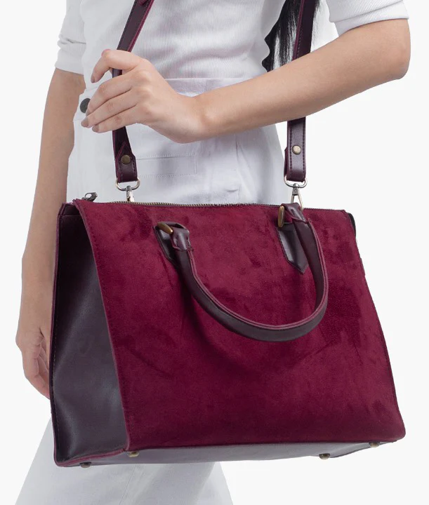 Maroon Velvet Handbag For Women 599 - Image 3