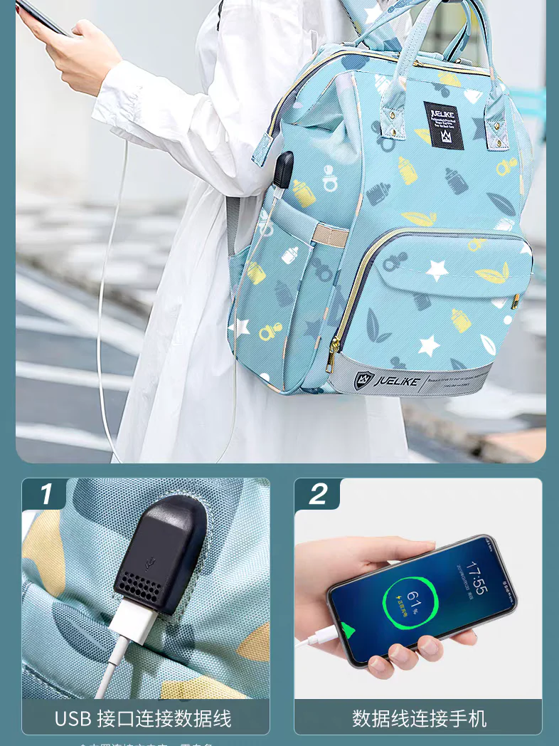 Harry Baby Diaper Bag – Cute Elephant Print | Multi-Compartment Baby Backpack HD003 - Image 3