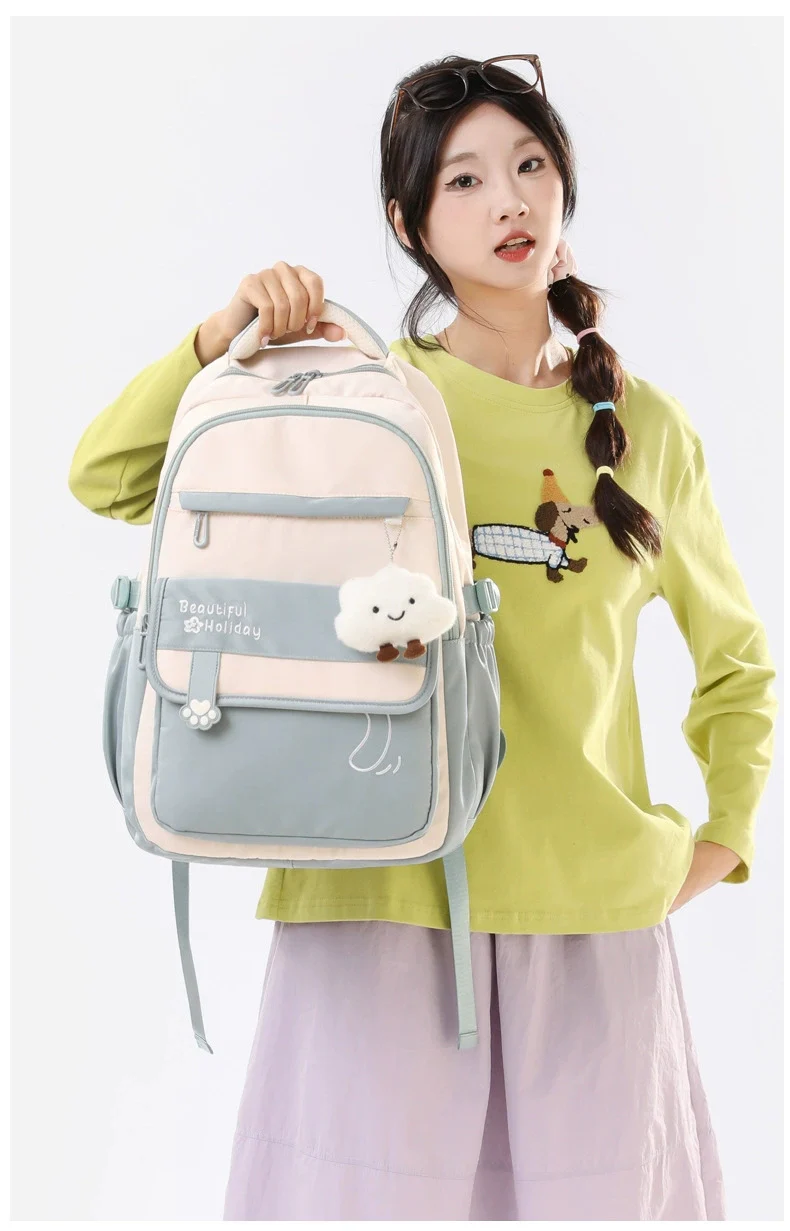 Kids' School Backpack without KeyChain - Cute  Plaid Design for Girls ZK402 ( Best For Playgroup to 4th Class) - Image 12