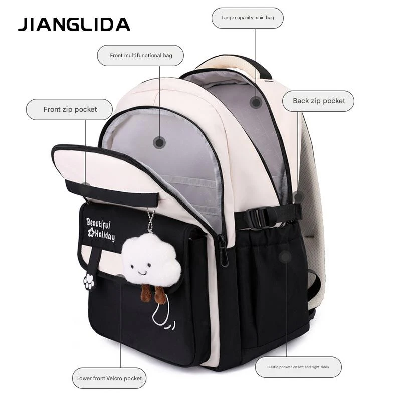 Kids' School Backpack without KeyChain - Cute  Plaid Design for Girls ZK402 ( Best For Playgroup to 4th Class) - Image 20