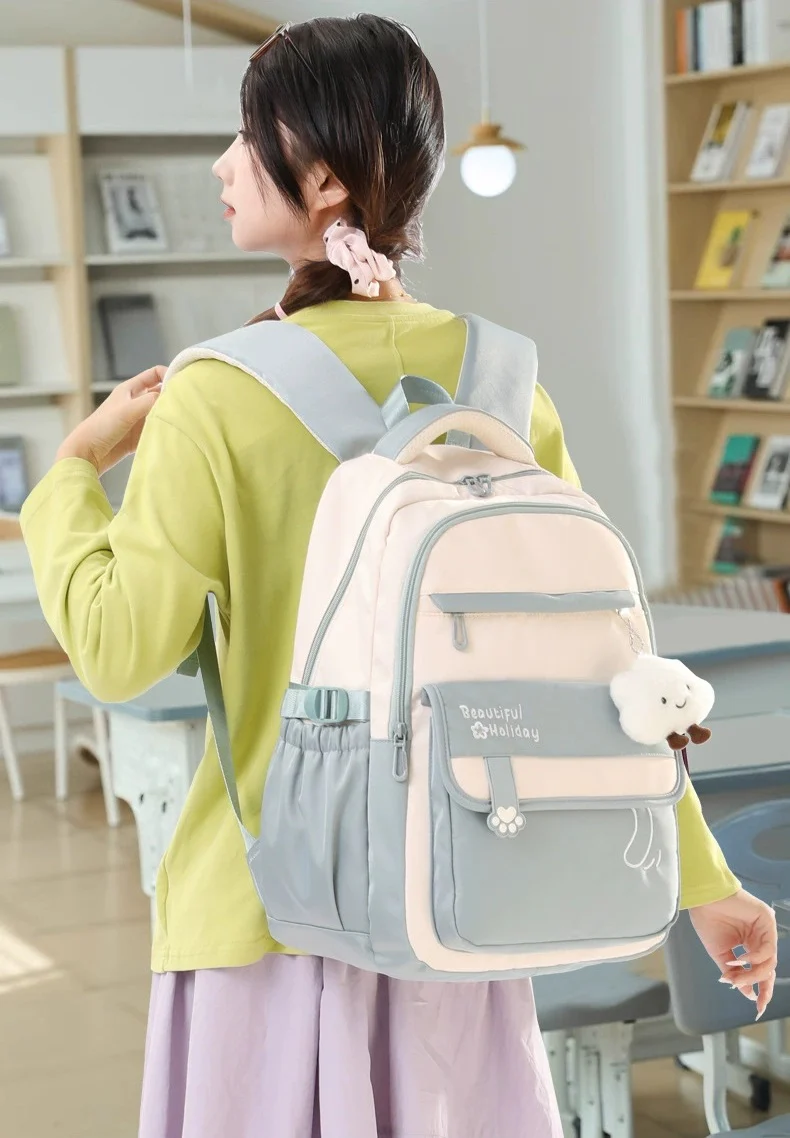 Kids' School Backpack without KeyChain - Cute  Plaid Design for Girls ZK402 ( Best For Playgroup to 4th Class) - Image 15