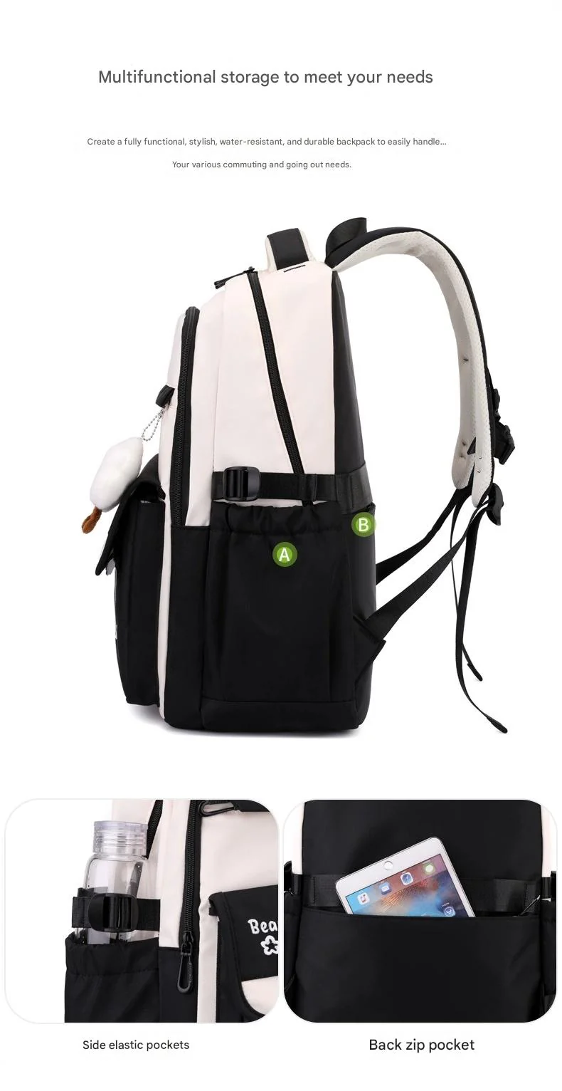 Kids' School Backpack without KeyChain - Cute  Plaid Design for Girls ZK402 ( Best For Playgroup to 4th Class) - Image 7