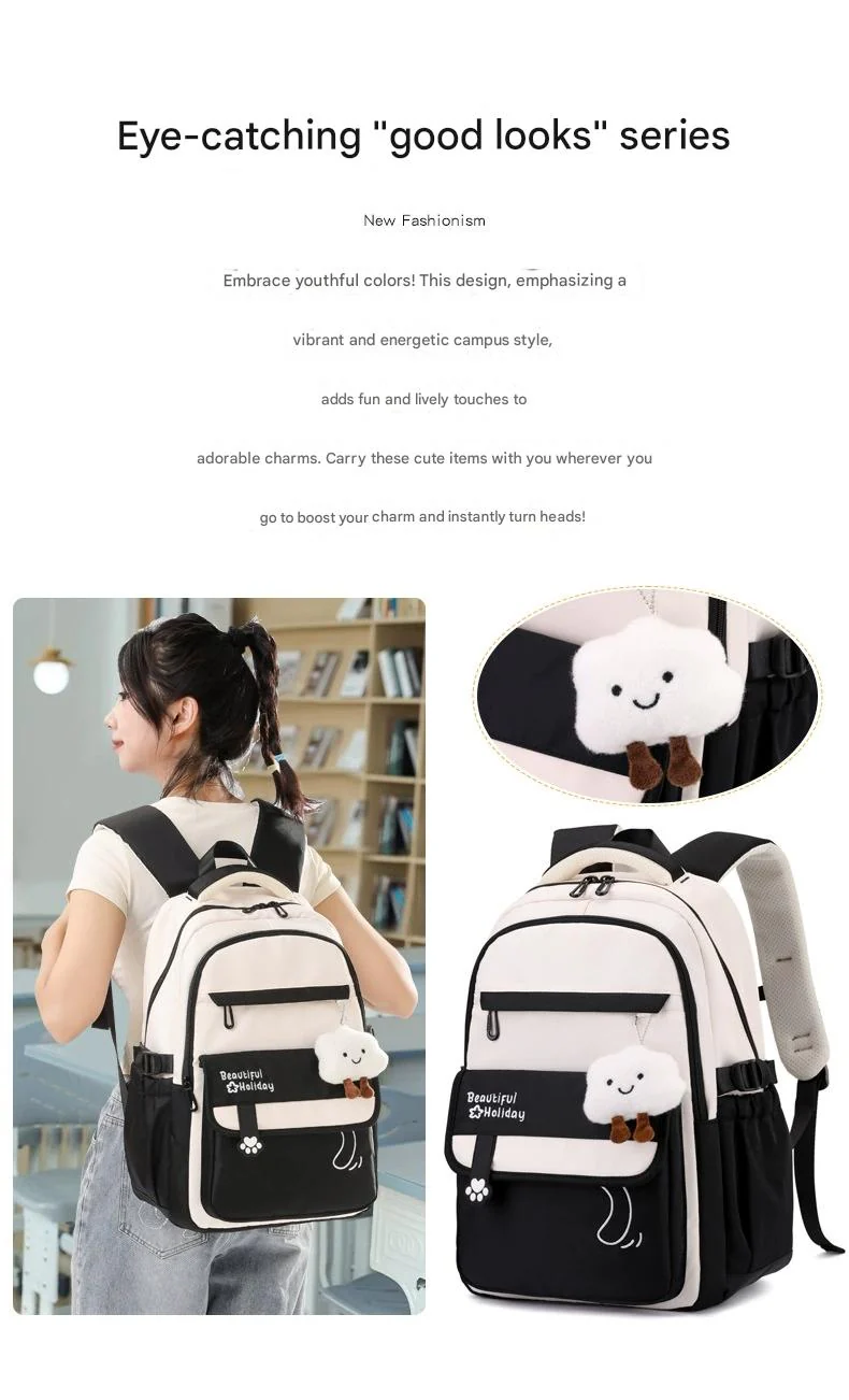 Kids' School Backpack without KeyChain - Cute  Plaid Design for Girls ZK402 ( Best For Playgroup to 4th Class) - Image 8