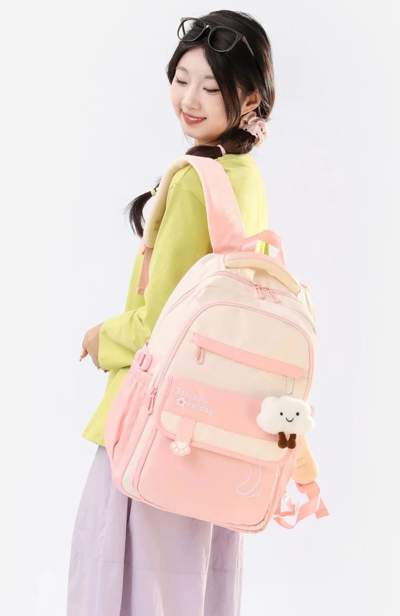 Kids' School Backpack without KeyChain - Cute  Plaid Design for Girls ZK402 ( Best For Playgroup to 4th Class) - Image 2