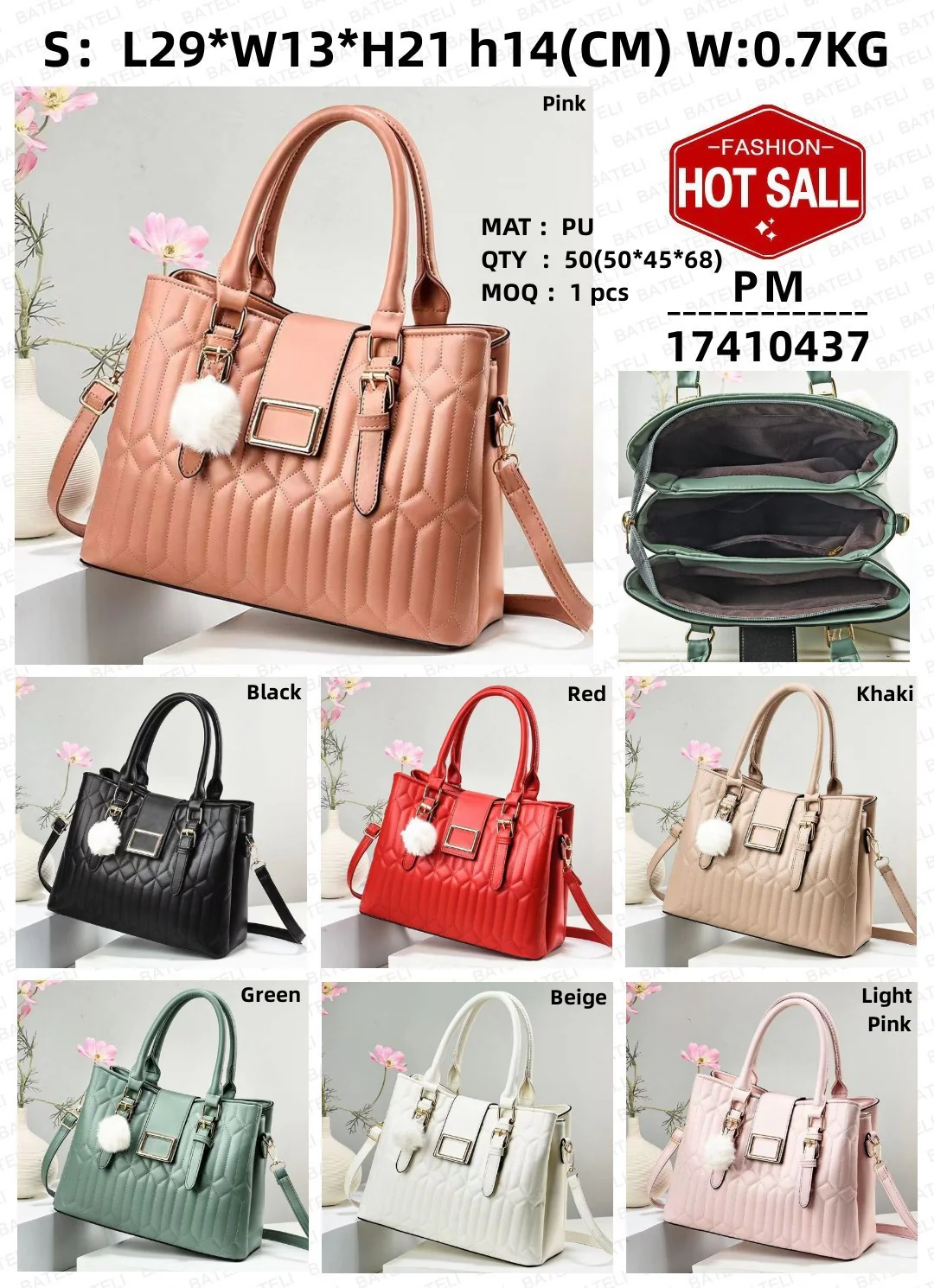 Black Ladies Handbags 8820-1 - Image 3