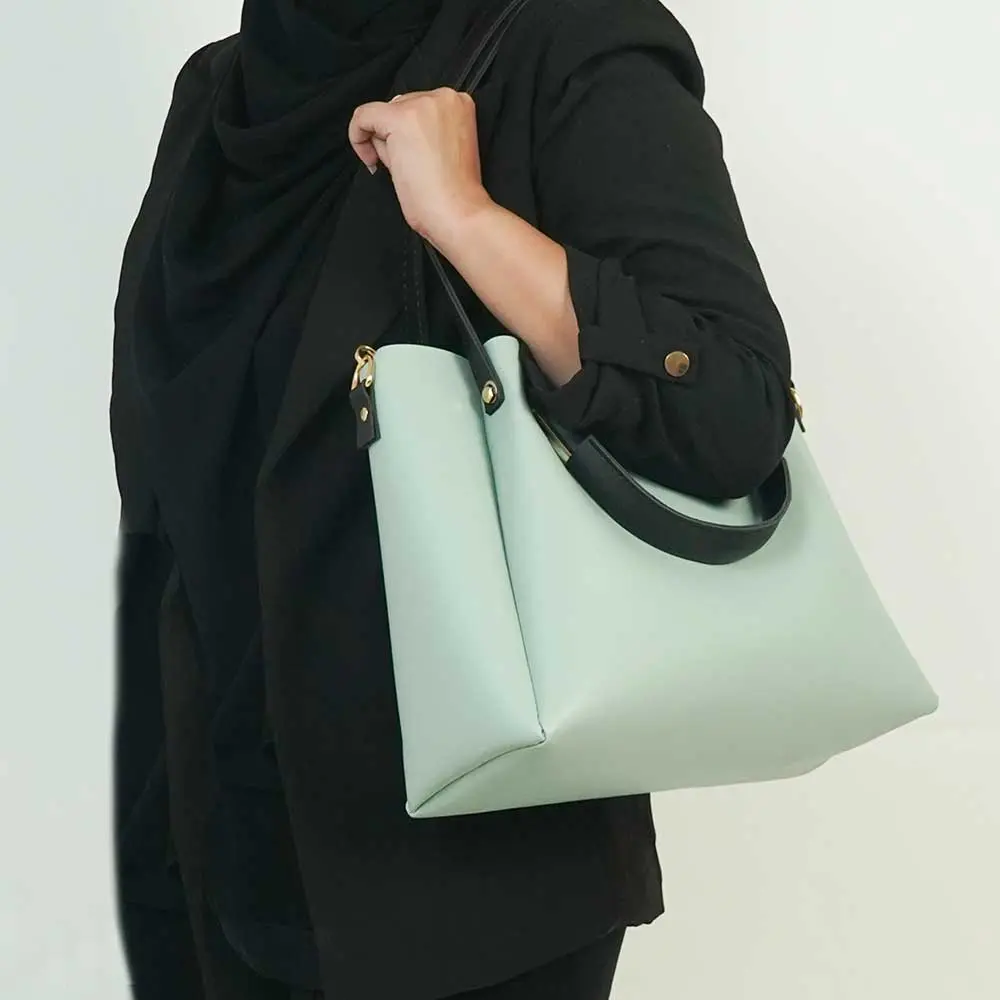 Light Blue 2 in 1 Ladies Tote Bag 8850-2 - Image 2