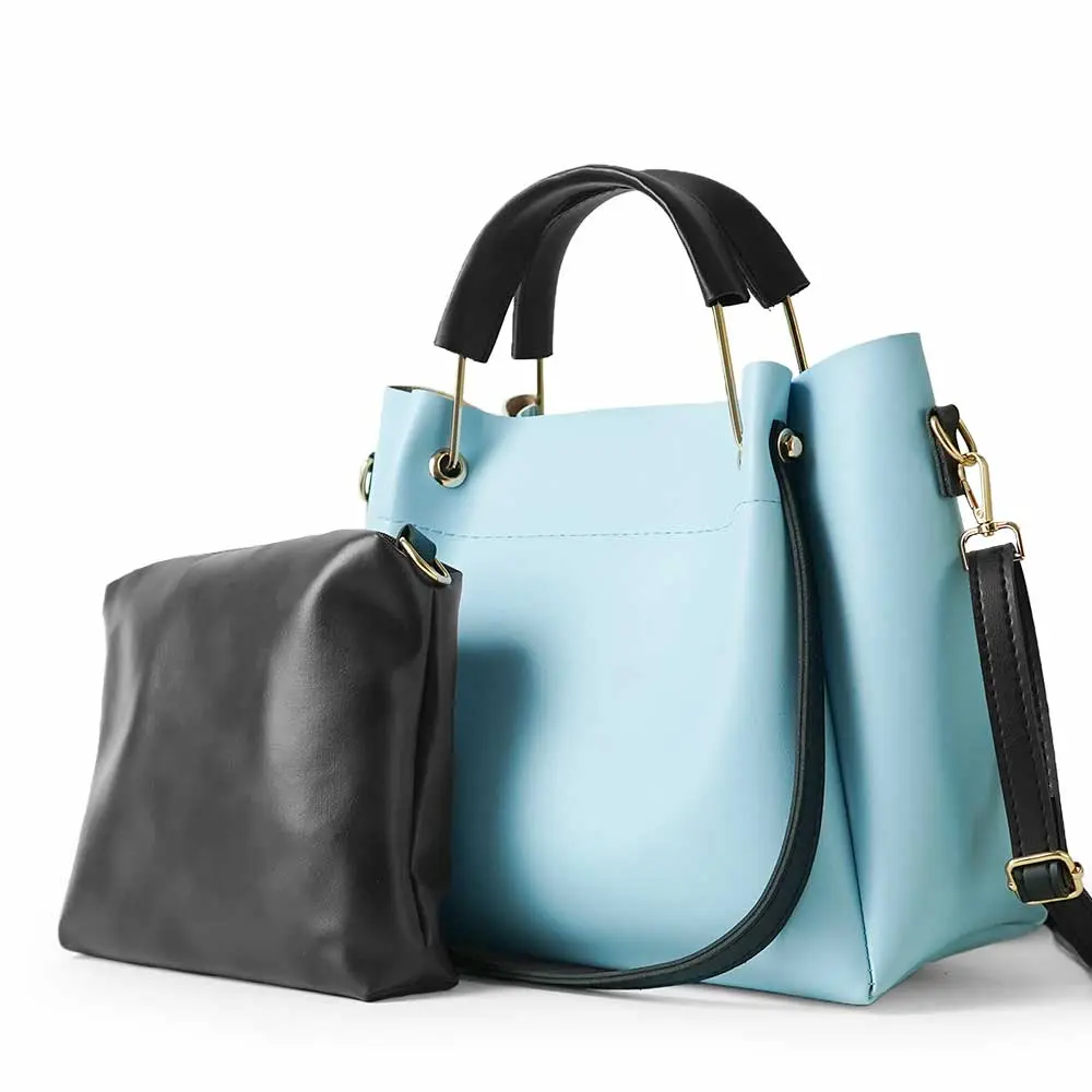 Light Blue 2 in 1 Ladies Tote Bag 8850-2 - Image 3