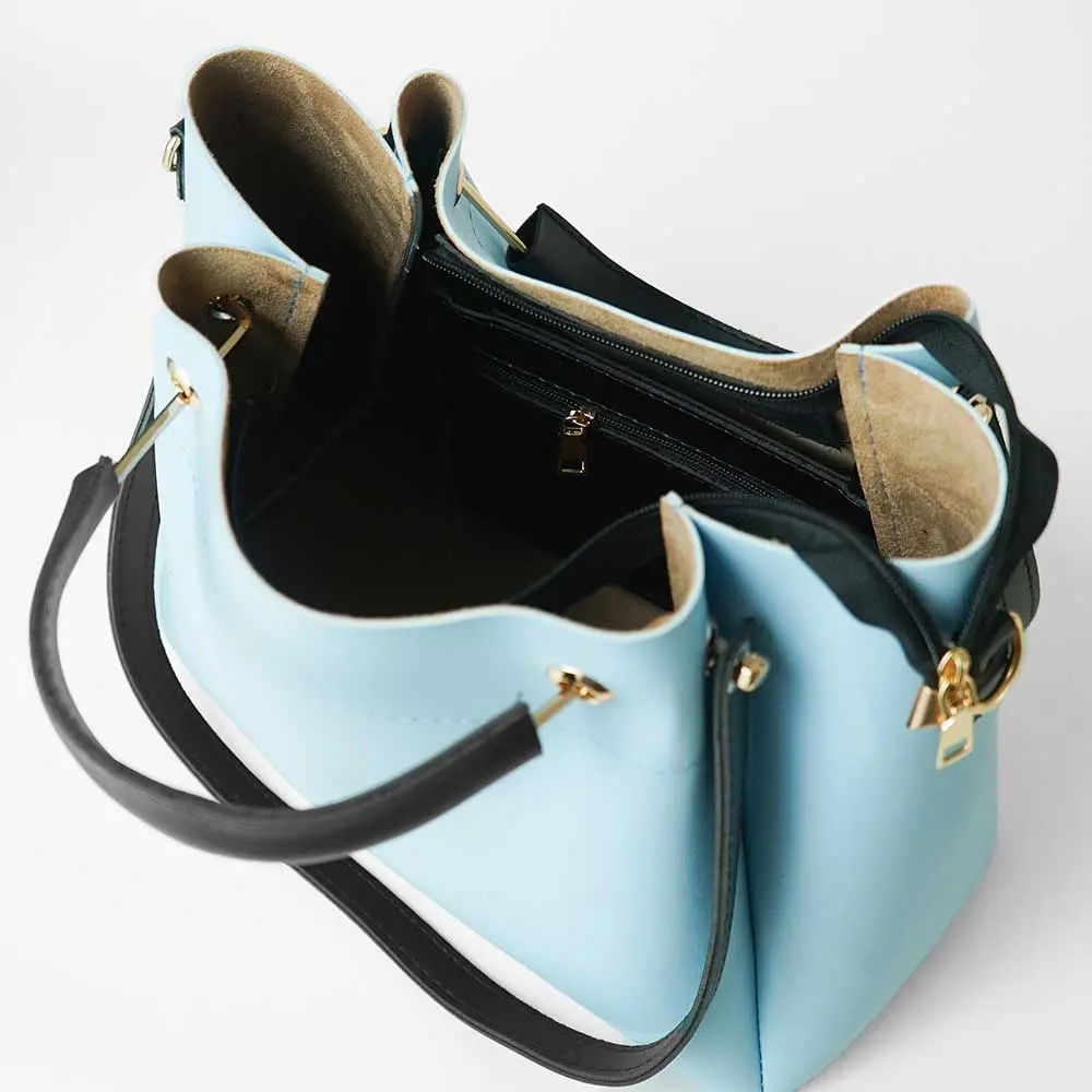 Light Blue 2 in 1 Ladies Tote Bag 8850-2 - Image 4
