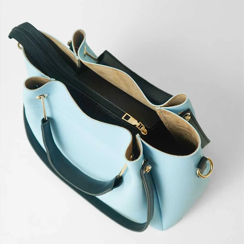 Light Blue 2 in 1 Ladies Tote Bag 8850-2 - Image 5