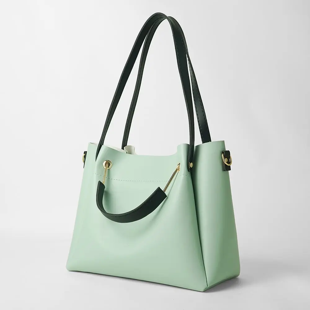 Light Green 2 in 1 Ladies Tote Bag 8850-2 - Image 4
