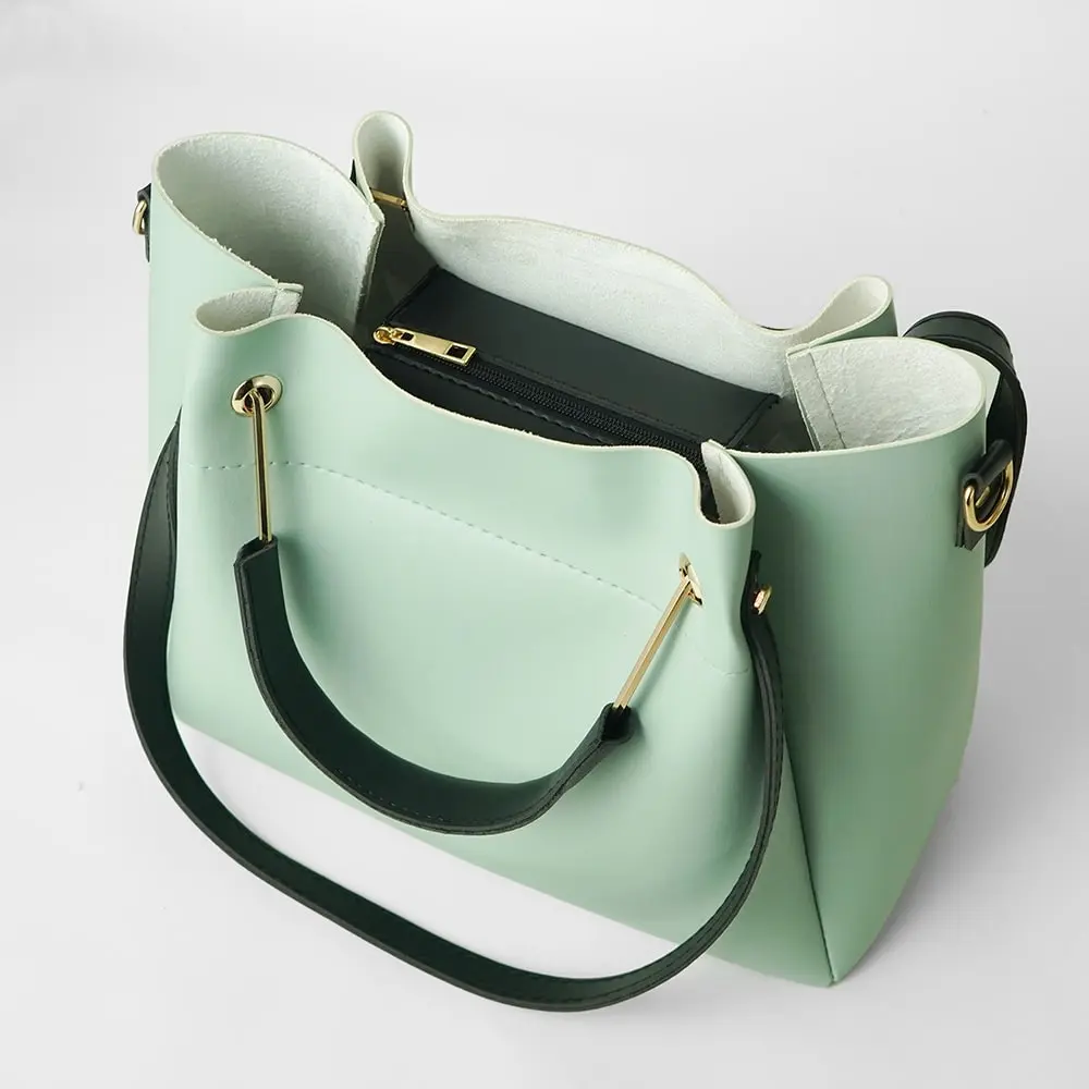 Light Green 2 in 1 Ladies Tote Bag 8850-2 - Image 6