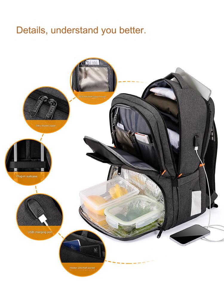 Lunch Backpack, Insulated Cooler Backpack Lunch Box for Men Women with USB Port AB230 - Image 5