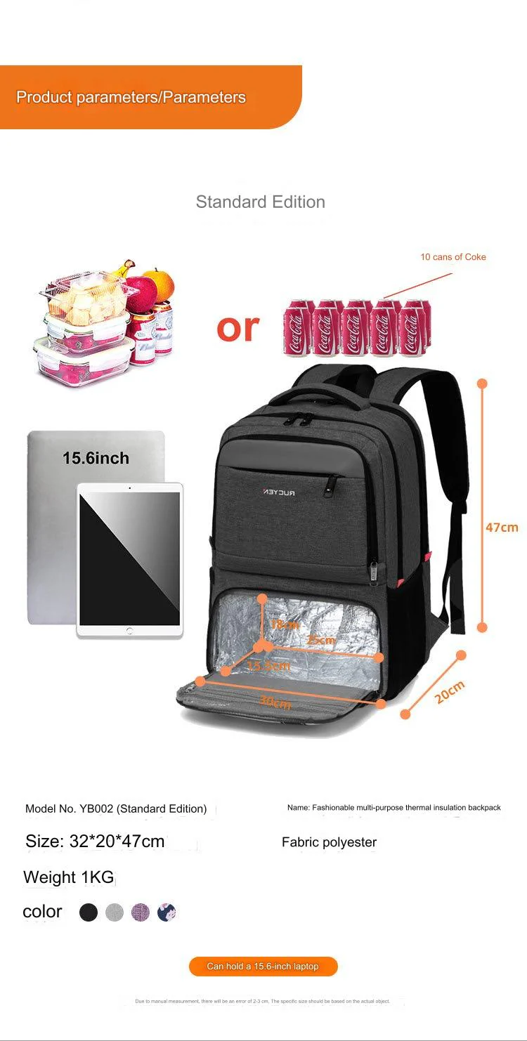 Lunch Backpack, Insulated Cooler Backpack Lunch Box for Men Women with USB Port AB230 - Image 6