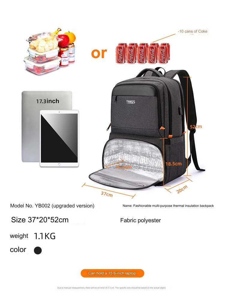 Lunch Backpack, Insulated Cooler Backpack Lunch Box for Men Women with USB Port AB230 - Image 7