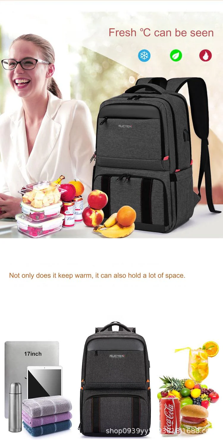 Lunch Backpack, Insulated Cooler Backpack Lunch Box for Men Women with USB Port AB230 - Image 9