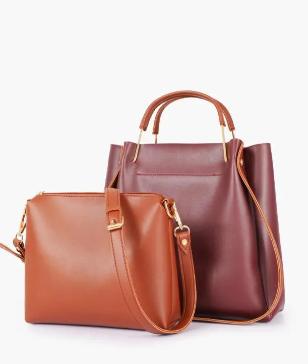 Maroon 2 in 1 Ladies Tote Bag 8850-12 - Image 2