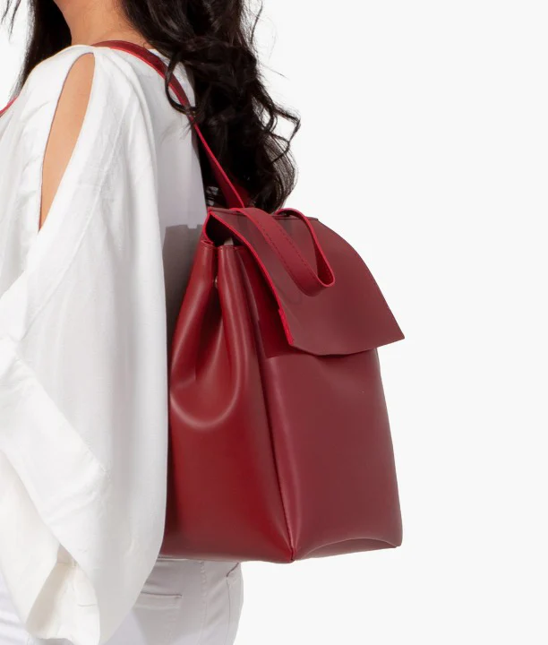 Maroon Women Leather Backpacks 557 - Image 2