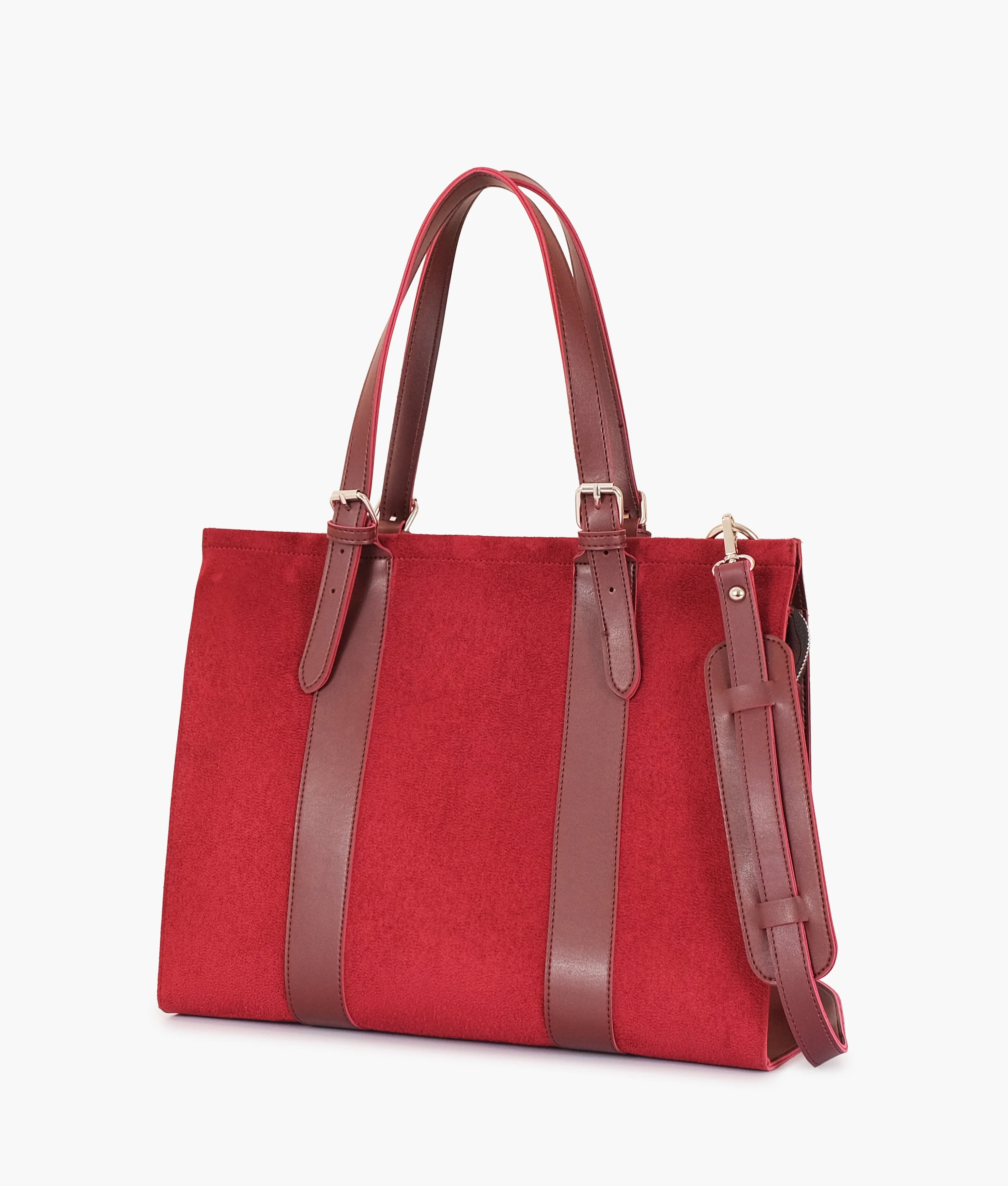Maroon Suede Tote Bags With Sleeve 612 - Image 2