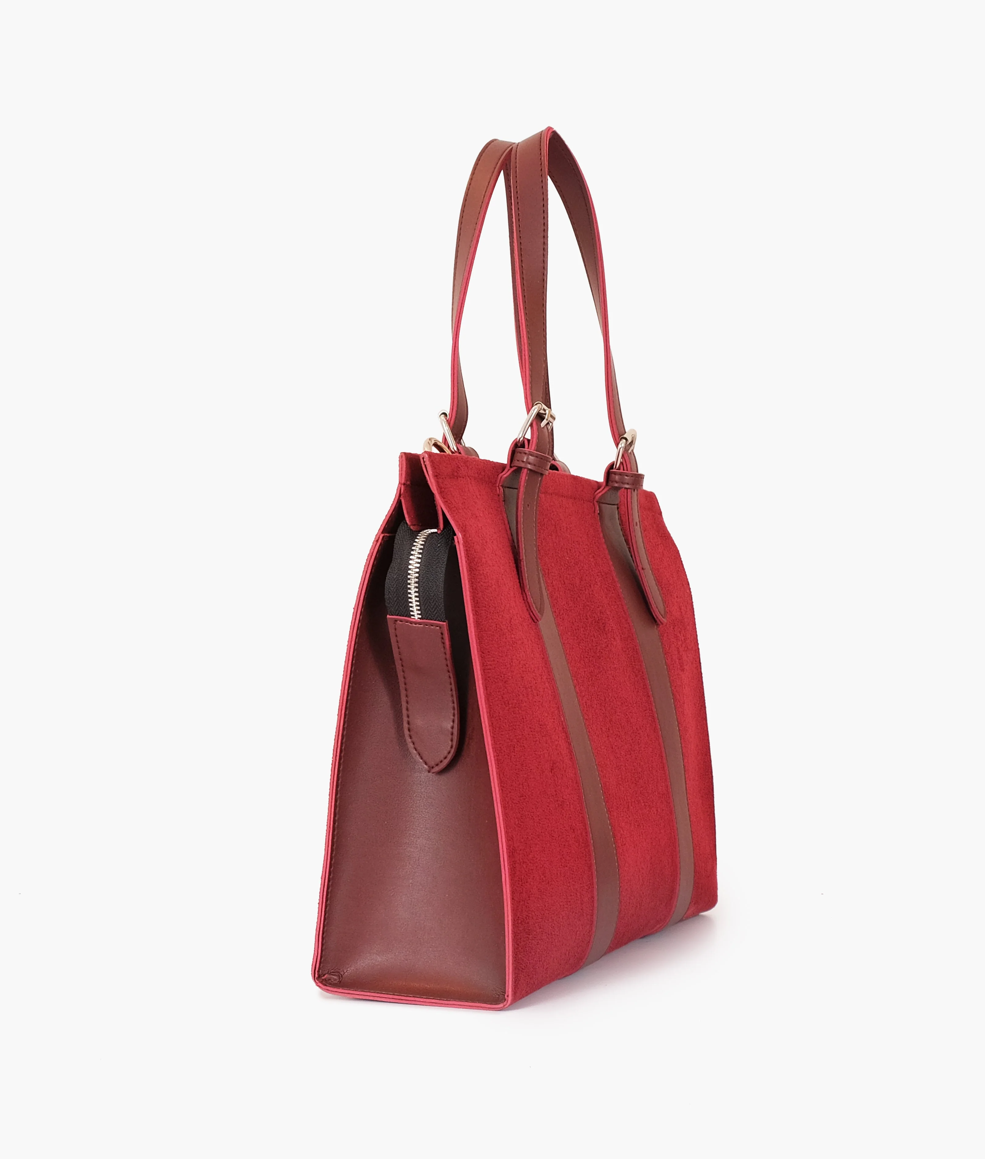 Maroon Suede Tote Bags With Sleeve 612 - Image 3
