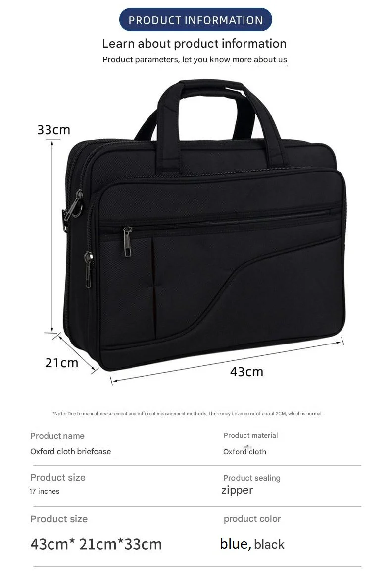 Men's briefcase oxford cloth waterproof laptop bag large capacity multi-layer business crossbody bag - Image 2