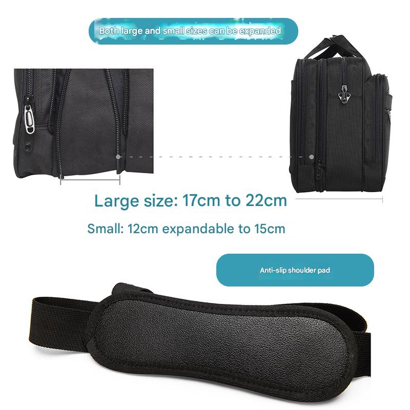 Men's briefcase oxford cloth waterproof laptop bag large capacity multi-layer business crossbody bag - Image 4