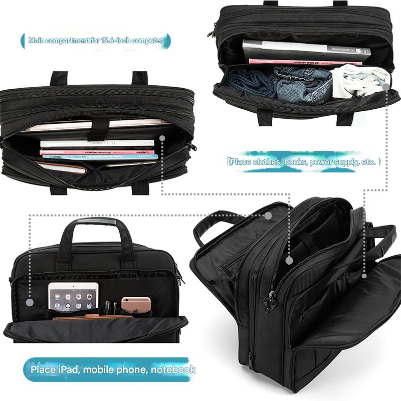 Men's briefcase oxford cloth waterproof laptop bag large capacity multi-layer business crossbody bag - Image 5