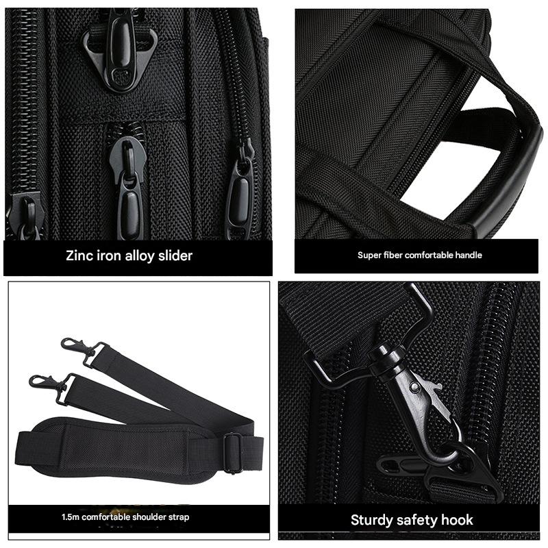 Men's briefcase oxford cloth waterproof laptop bag large capacity multi-layer business crossbody bag - Image 6