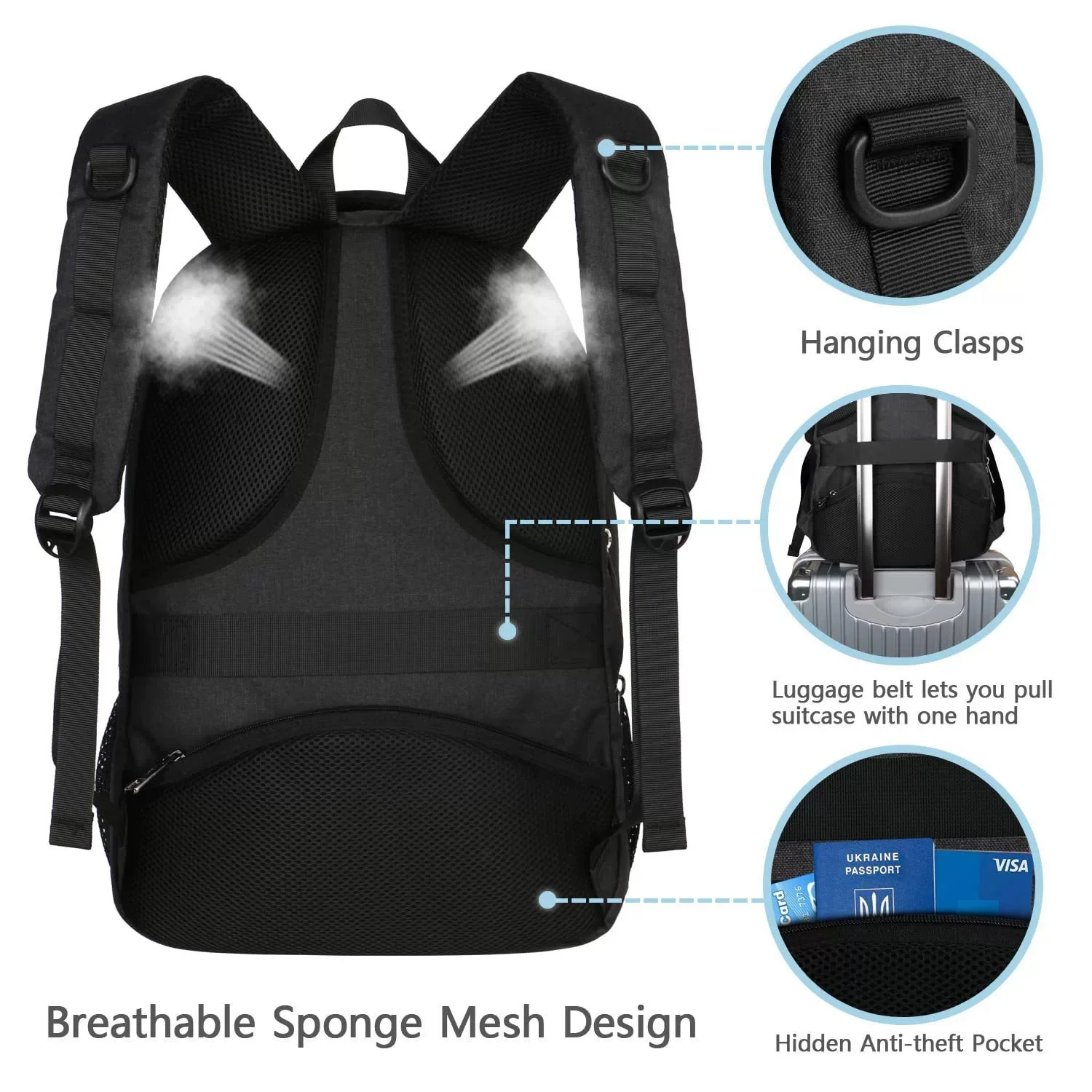 Men's High-End Large-Capacity Business Backpack Travel Laptop Backpack ZK415 - Image 5