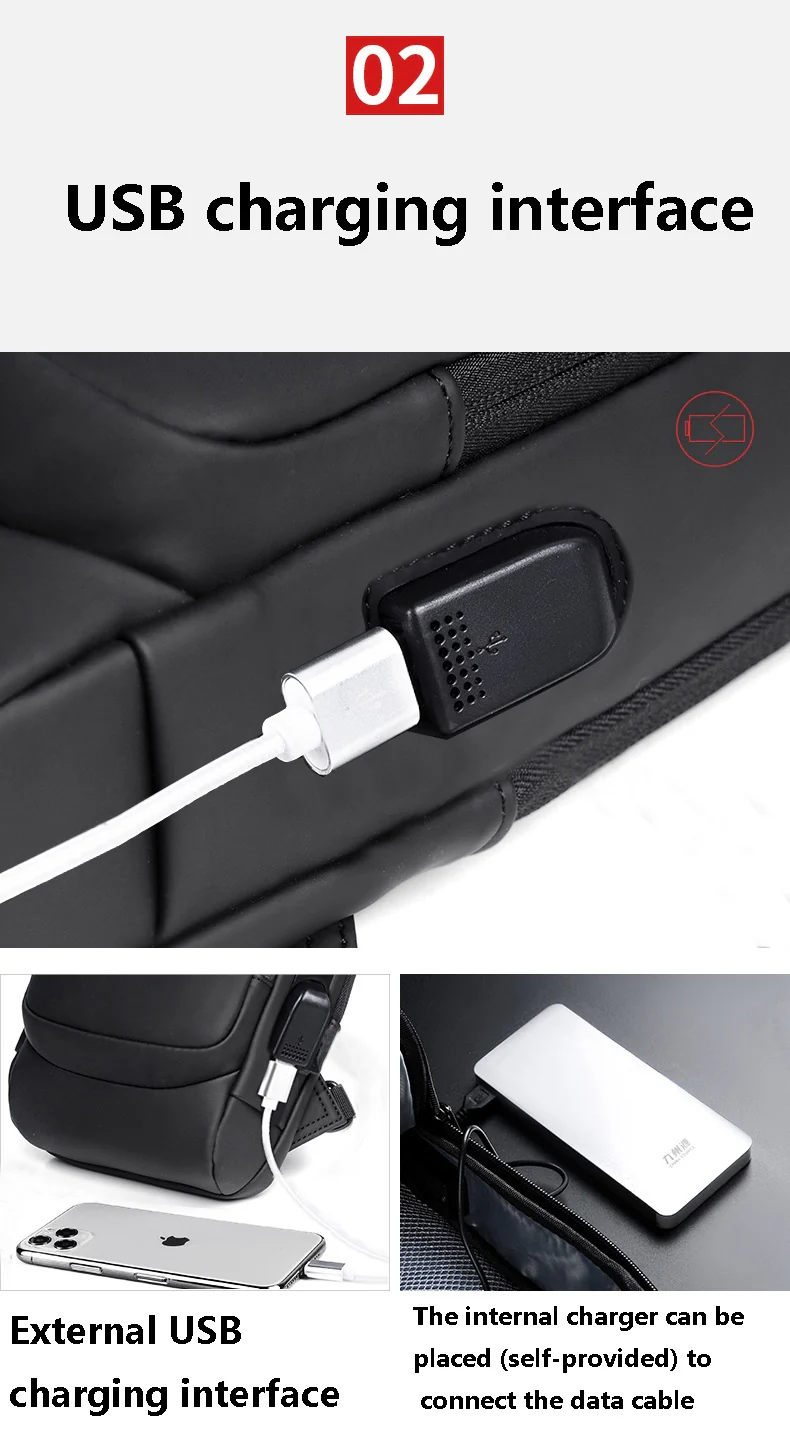 Men's Sleek Anti-theft PU Leather Crossbody Bag - USB Charging, Stylish Print & Zip Closure 4109 - Image 11