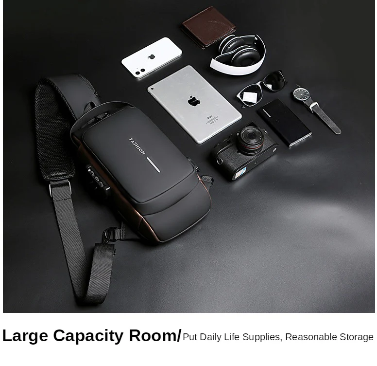Men's Sleek Anti-theft PU Leather Crossbody Bag - USB Charging, Stylish Print & Zip Closure 4109 - Image 14