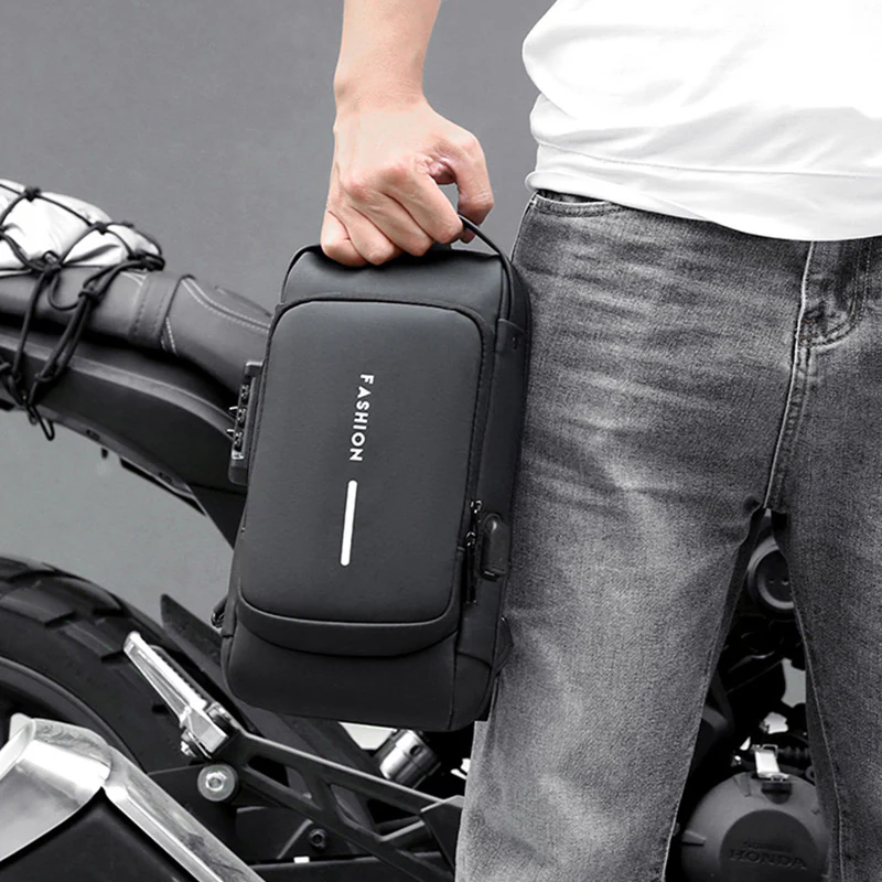 Men's Sleek Anti-theft PU Leather Crossbody Bag - USB Charging, Stylish Print & Zip Closure 4109 - Image 4