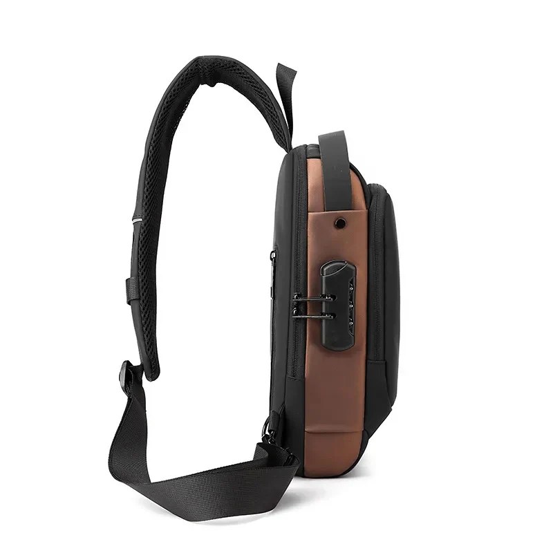 Men's Sleek Anti-theft PU Leather Crossbody Bag - USB Charging, Stylish Print & Zip Closure 4109 - Image 5