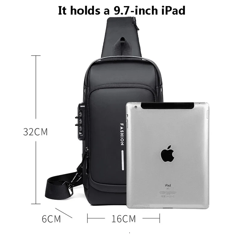 Men's Sleek Anti-theft PU Leather Crossbody Bag - USB Charging, Stylish Print & Zip Closure 4109 - Image 8