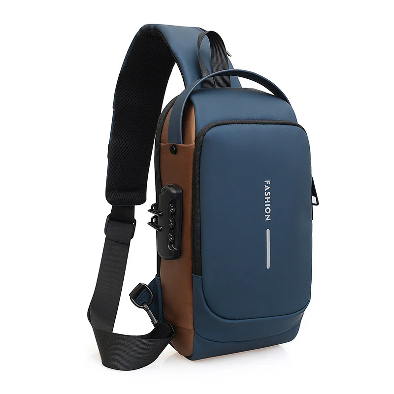 Men's Sleek Anti-theft PU Leather Crossbody Bag - USB Charging, Stylish Print & Zip Closure 4109 - Image 9
