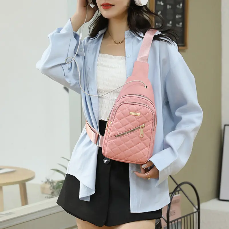 Simple chest bag & Gym bag small sling backpack, large capacity, waterproof, with headphone jack 1212 - Image 2