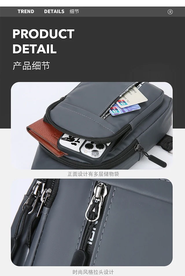 Grey Messenger Bags Sports Bag Gym Bag  4172 - Image 10