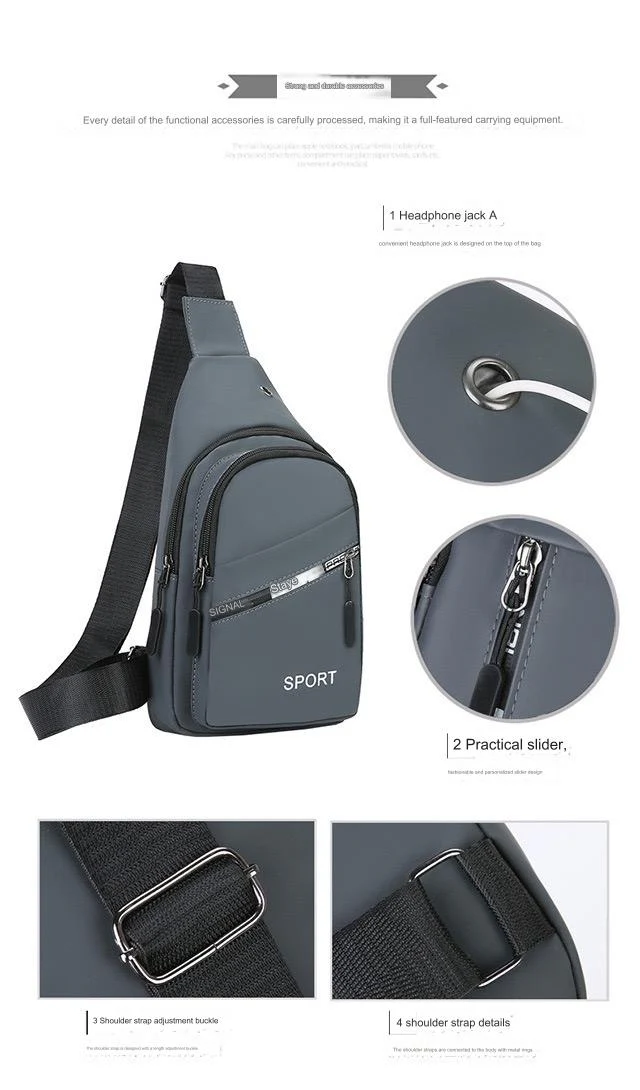 Grey Messenger Bags Sports Bag Gym Bag  4172 - Image 7